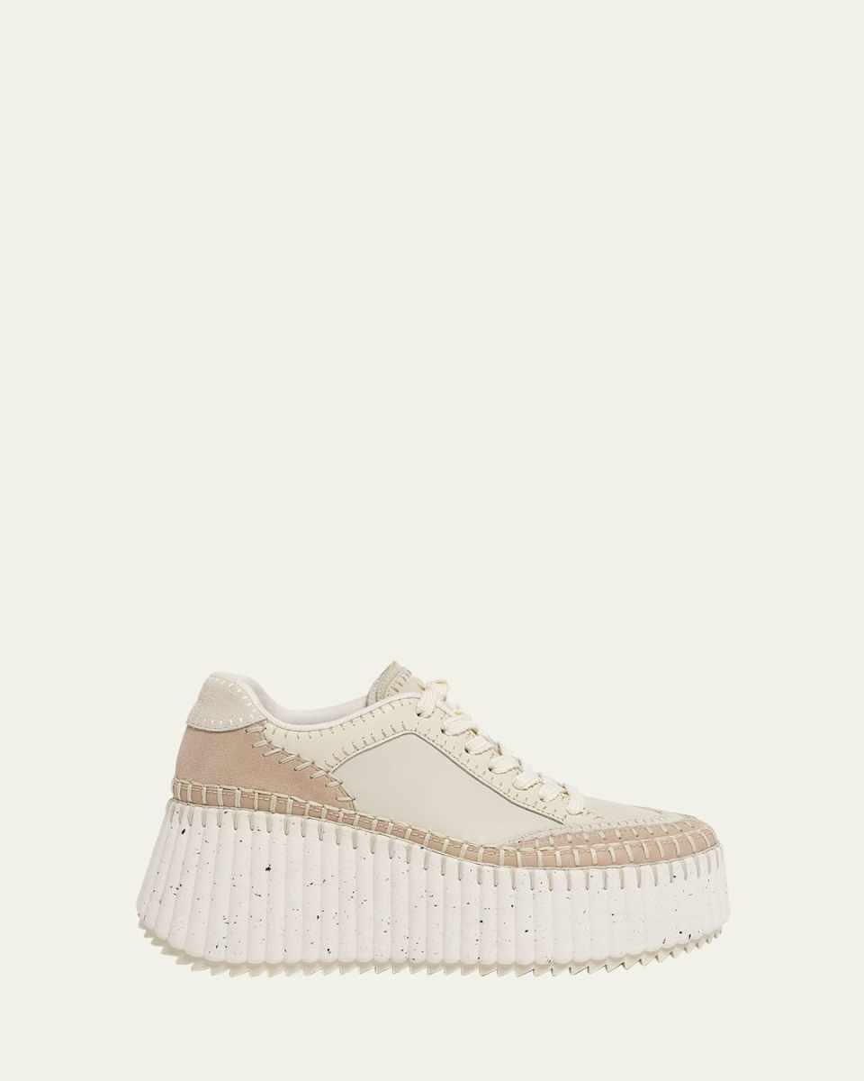 Platform Speckled Mix Leather Sneakers